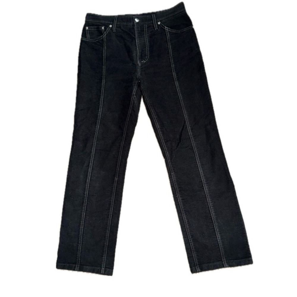 SÉFR Men's Bonanza Black Contrast Stitch Moleskin Trousers Jeans | 32x28